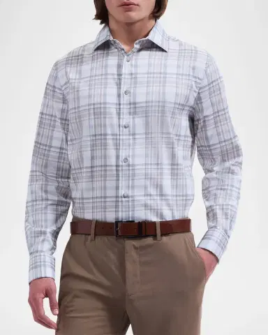 Bugatchi Men 's Axel Plaid Cotton Sport Shirt | Thumbnail 4