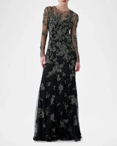 Carolina Herrera Embellished Illusion Trumpet Gown | Thumbnail 2