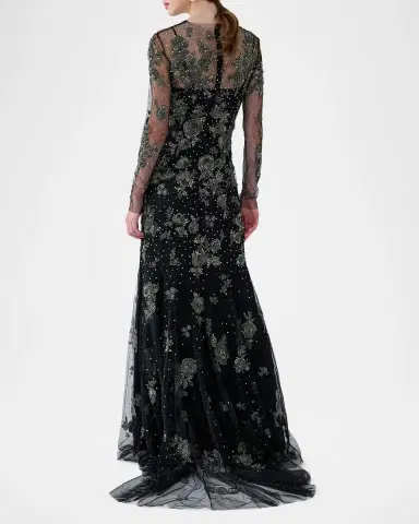 Carolina Herrera Embellished Illusion Trumpet Gown | Thumbnail 3