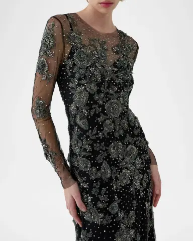 Carolina Herrera Embellished Illusion Trumpet Gown | Thumbnail 4