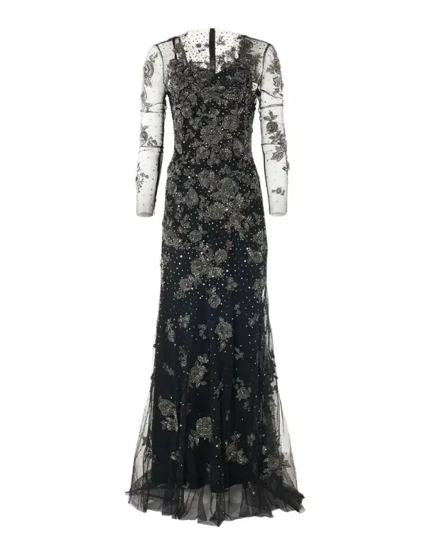 Carolina Herrera Embellished Illusion Trumpet Gown