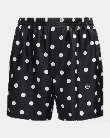 Dolce & Gabbana Men 's Polka-Dot Print Silk Boxer Shorts | Thumbnail 2