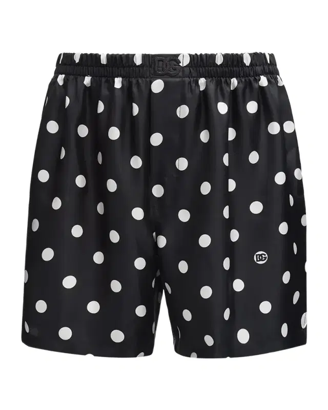 Dolce & Gabbana Men 's Polka-Dot Print Silk Boxer Shorts