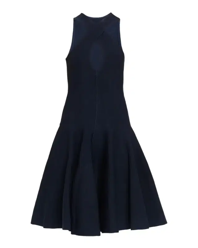 ALAÏA Crisscross Keyhole Halter Flared Dress