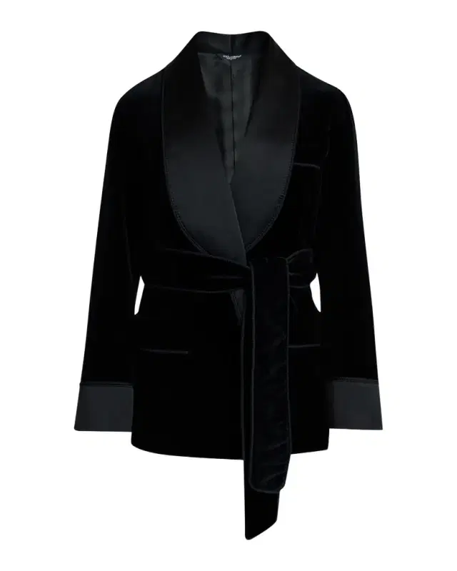 Dolce & Gabbana Men 's Satin Shawl Lapel Velvet Smoking Jacket