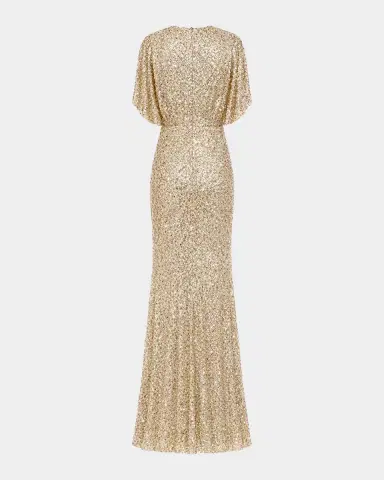 Mac Duggal Sequined Draped-Sleeve Gown | Thumbnail 5 Mac Duggal Sequined Draped-Sleeve Gown | Thumbnail 5
