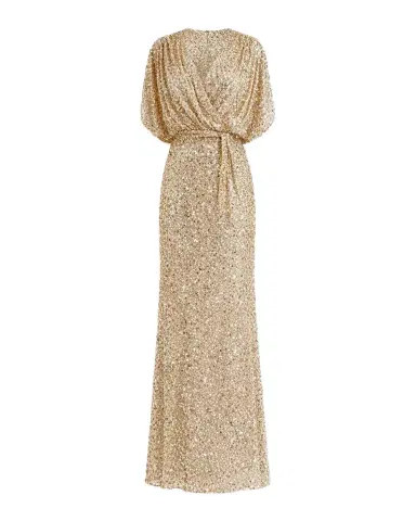 Mac Duggal Sequined Draped-Sleeve Gown | Thumbnail 1 Mac Duggal Sequined Draped-Sleeve Gown | Thumbnail 1