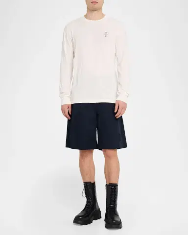 Moncler Men's Logo Patch Long-Sleeve Cotton T-Shirt | Thumbnail 2