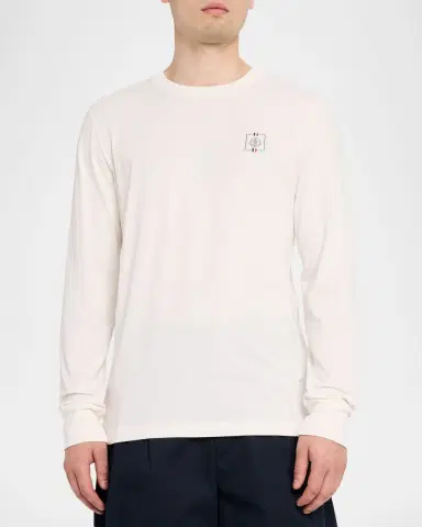 Moncler Men's Logo Patch Long-Sleeve Cotton T-Shirt | Thumbnail 4