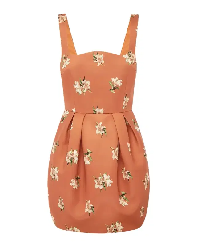 LEO LIN Piper Pleated Floral-Print Mini Dress