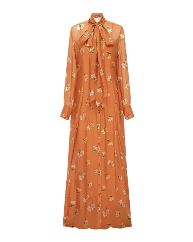 LEO LIN Lilith Tie-Neck Floral Maxi Dress