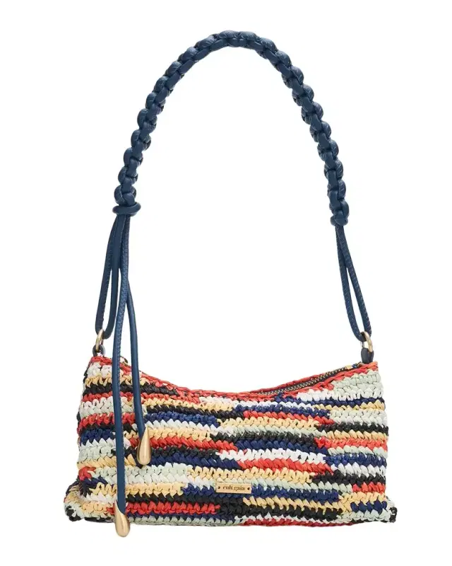 Cult Gaia Osa Braided-Strap Woven Raffia Shoulder Bag