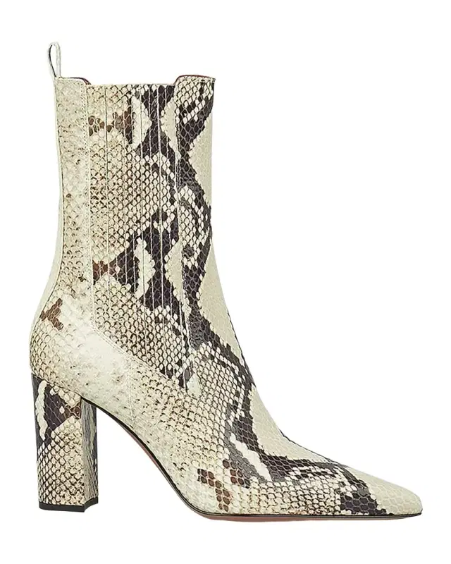 Paris Texas Anja 85MM Snakeskin-Embossed Leather Ankle Boots