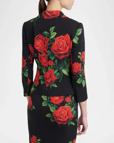 Dolce & Gabbana Rose-Print Silk Single-Breasted Jacket | Thumbnail 3