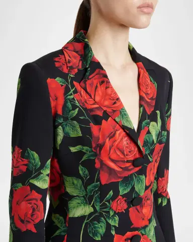 Dolce & Gabbana Rose-Print Silk Single-Breasted Jacket | Thumbnail 5