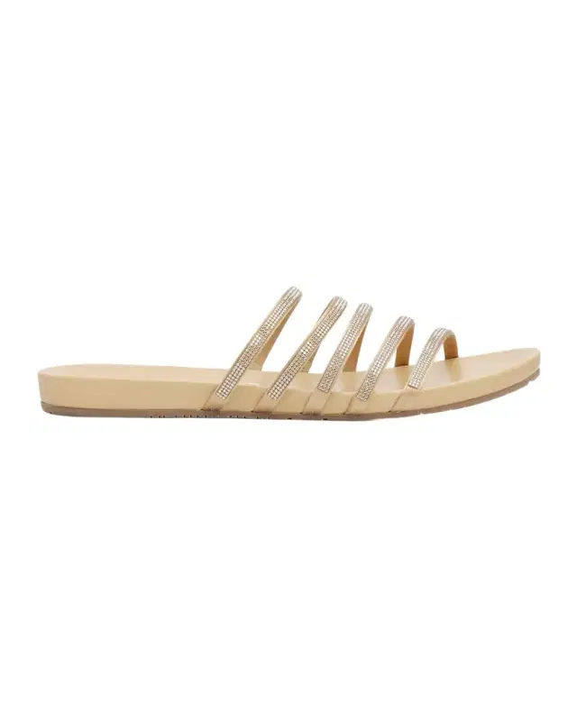 PEDRO GARCIA Gala Embellished Satin Flat Slide Sandals