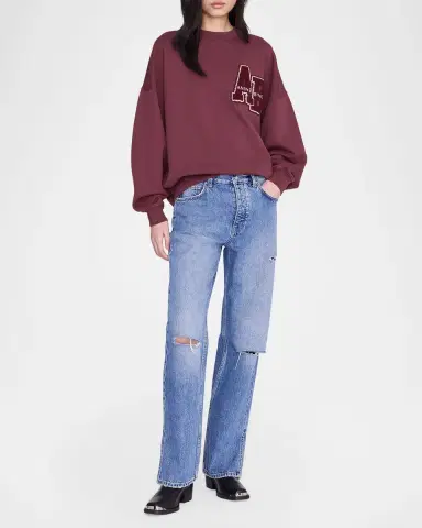 Anine Bing Miles Oversized Logo Embroidered Sweatshirt | Thumbnail 2