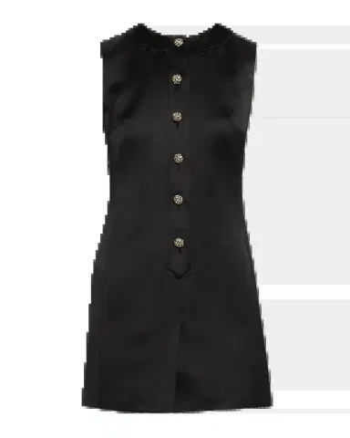 Saint Laurent Crystal Buttoned Satin Sleeveless Mini Dress | Thumbnail 5