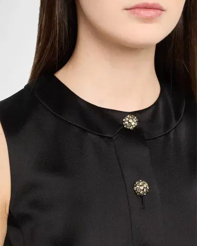 Saint Laurent Crystal Buttoned Satin Sleeveless Mini Dress | Thumbnail 8