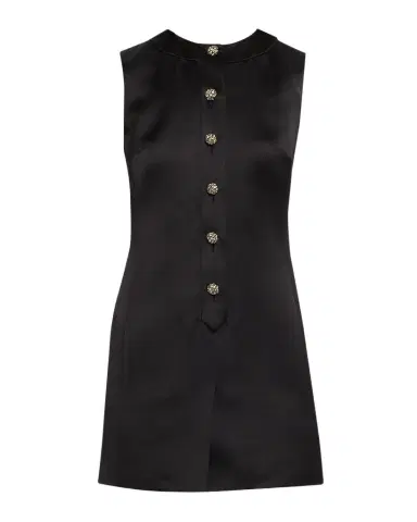 Saint Laurent Crystal Buttoned Satin Sleeveless Mini Dress | Thumbnail 1