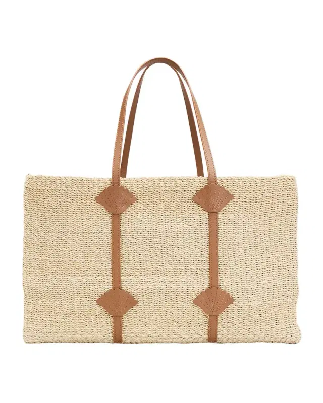 Poolside St. Tropez Applique Straw Tote Bag