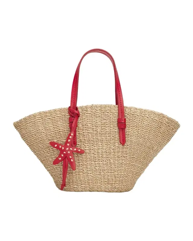 POOLSIDE East-West Woven Straw Top-Handle Bag
