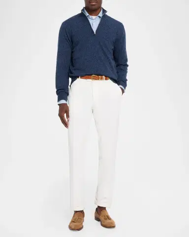 Brunello Cucinelli Men's Cashmere Mouline Quarter-Zip Sweater | Thumbnail 2 Brunello Cucinelli Men's Cashmere Mouline Quarter-Zip Sweater | Thumbnail 2