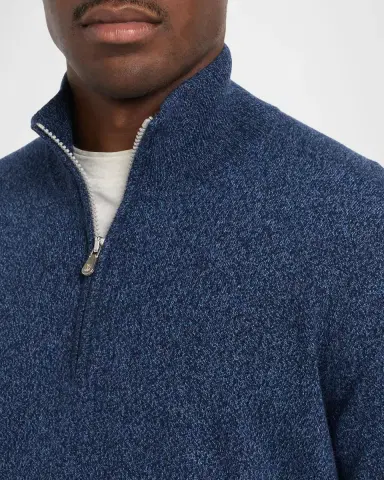 Brunello Cucinelli Men's Cashmere Mouline Quarter-Zip Sweater | Thumbnail 5 Brunello Cucinelli Men's Cashmere Mouline Quarter-Zip Sweater | Thumbnail 5
