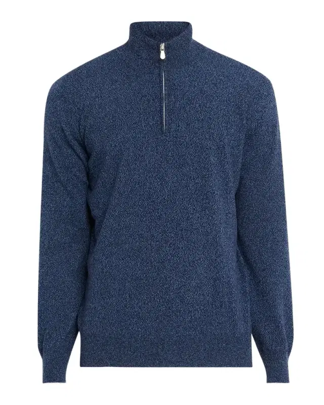 Men's Cashmere Mouline Quarter-Zip Sweater