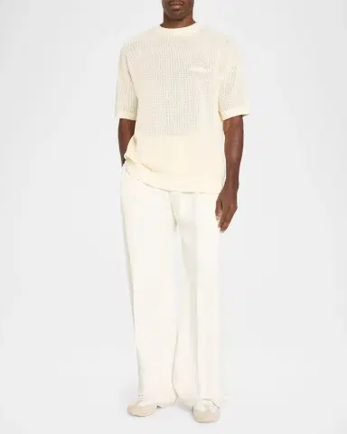 Amiri Men 's Cotton Crochet Short-Sleeve Crewneck Sweater | Thumbnail 2