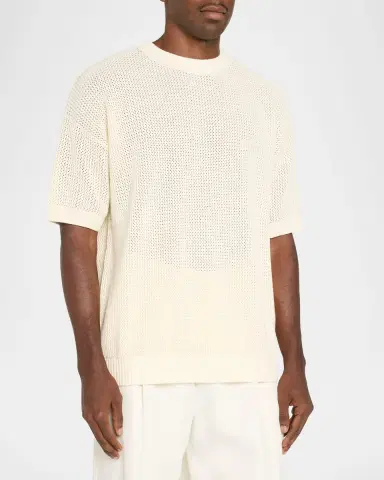 Amiri Men 's Cotton Crochet Short-Sleeve Crewneck Sweater | Thumbnail 4