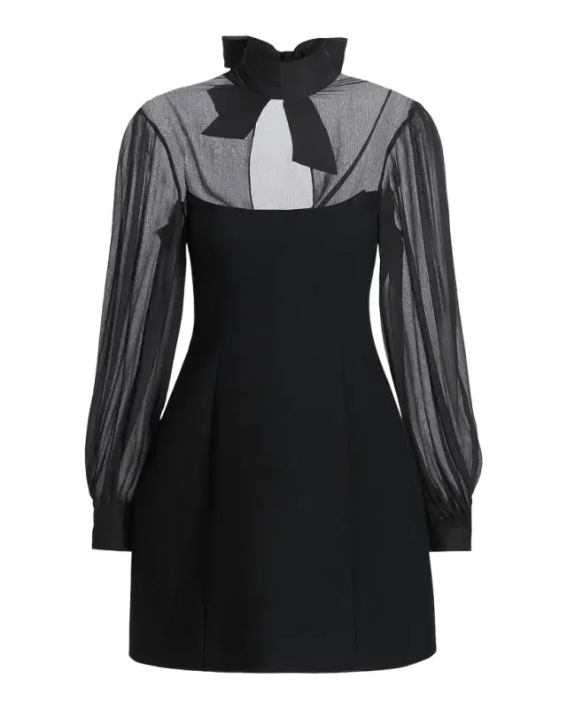 Cinq à Sept Fili Mesh Tieneck Mini Dress