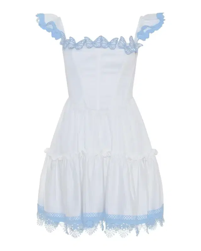 PatBO Cotton Poplin Flutter-Sleeve A-Line Mini Dress