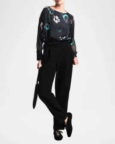 Emporio Armani Floral-Print Chiffon Blouse | Thumbnail 2 Emporio Armani Floral-Print Chiffon Blouse | Thumbnail 2