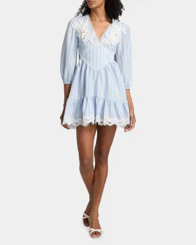 PatBo Marine Striped Lace-Trimmed Mini Dress | Thumbnail 2