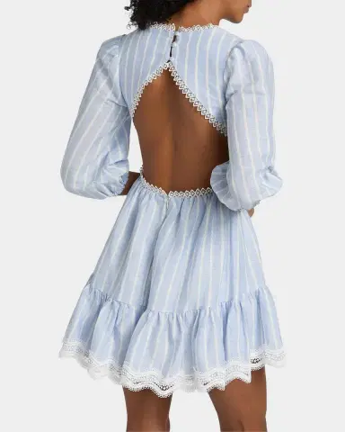 PatBo Marine Striped Lace-Trimmed Mini Dress | Thumbnail 3