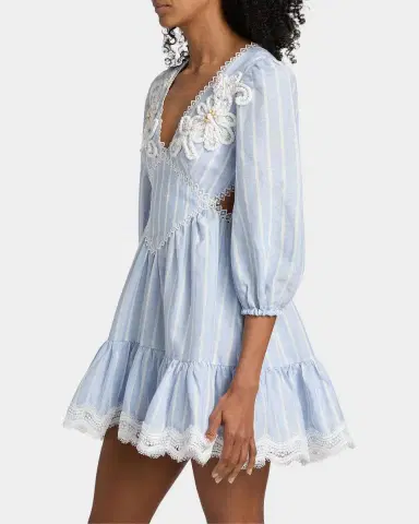PatBo Marine Striped Lace-Trimmed Mini Dress | Thumbnail 7