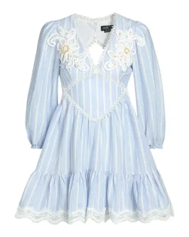 PatBo Marine Striped Lace-Trimmed Mini Dress | Thumbnail 1