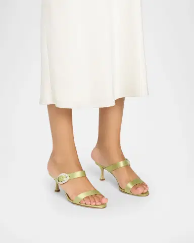 Manolo Blahnik 90mm Zutosan Satin Embellished Buckle Slingback Sandals | Thumbnail 2