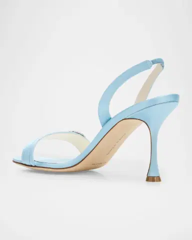 Manolo Blahnik 90mm Zutosan Satin Embellished Buckle Slingback Sandals | Thumbnail 4