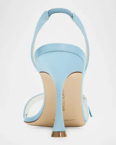 Manolo Blahnik 90mm Zutosan Satin Embellished Buckle Slingback Sandals | Thumbnail 5