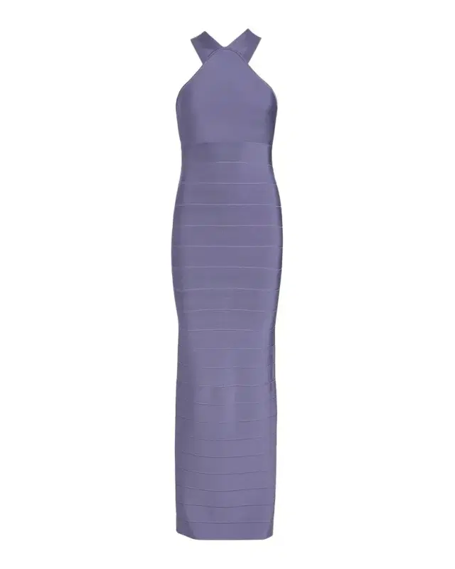 Herve Leger Icon Halter Cross Back Gown