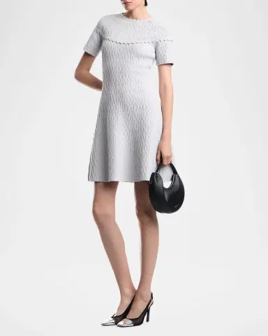 Emporio Armani Scalloped Ottoman-Knit Mini Dress | Thumbnail 2 Emporio Armani Scalloped Ottoman-Knit Mini Dress | Thumbnail 2