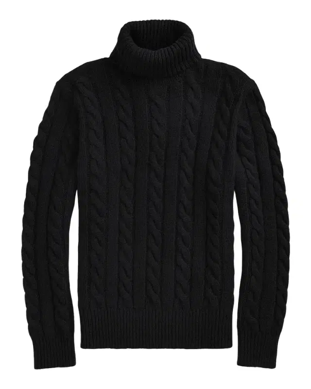Men's Cable Knit Turtleneck Sweater
