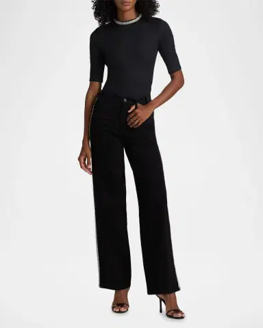 Generation Love Erika Crystal-Embellished High-Rise Wide-Leg Jeans | Thumbnail 2