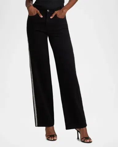 Generation Love Erika Crystal-Embellished High-Rise Wide-Leg Jeans | Thumbnail 4