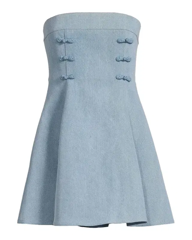 Sau Lee Tai Denim Strapless Minidress