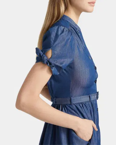Saloni Ena Floral-Embroidered Cotton-Blend Midi Shirtdress | Thumbnail 5