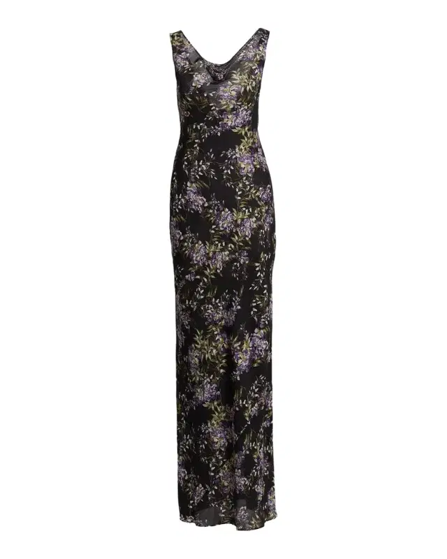 Norma Kamali Floral Cowlneck Maxi Dress