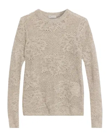 Brunello Cucinelli Wool-Mohair Diamante Openwork Sweater | Thumbnail 1